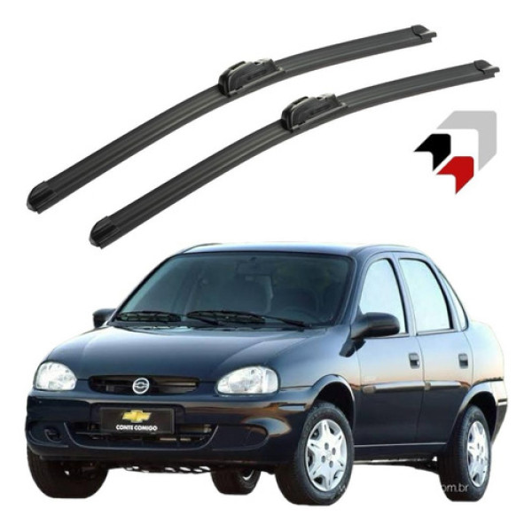 Jogo Palhetas Siliconadas Parabrisa Chevrolet Corsa Classic Preto