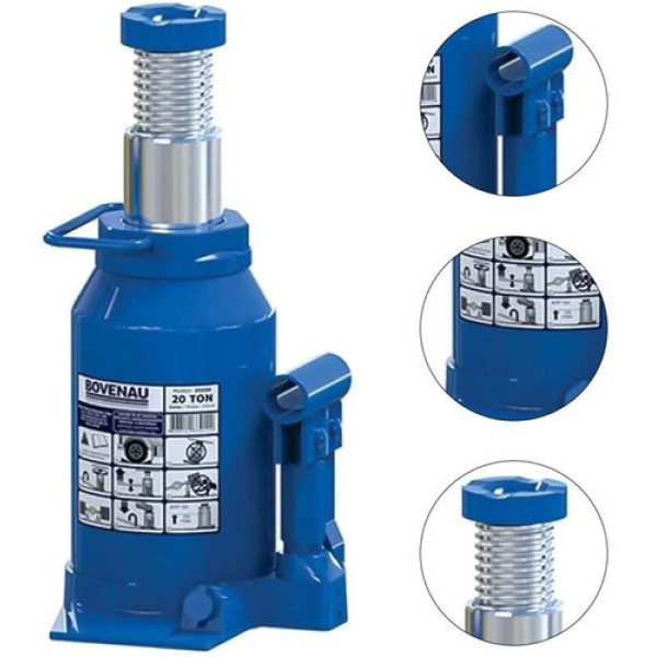 Macaco Hidráulico Tipo Garrafa Para 20 Toneladas Nacional Com Fuso De Regulagem Mt20 - 20200rp Bovenau