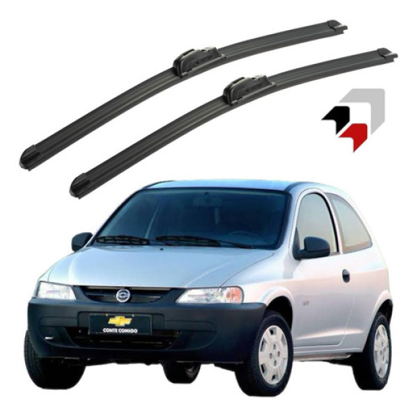 Jogo Palhetas Siliconadas Limpador Parabrisa Chevrolet Celta Preto