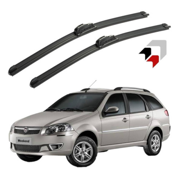 Jogo Palheta Limpador Parabrisa Silicone Fiat Palio Weekend Preto