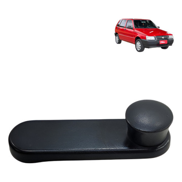 Manivela Vidro Traseiro Esquerdo Fiat Uno 2005 2008 Preto.