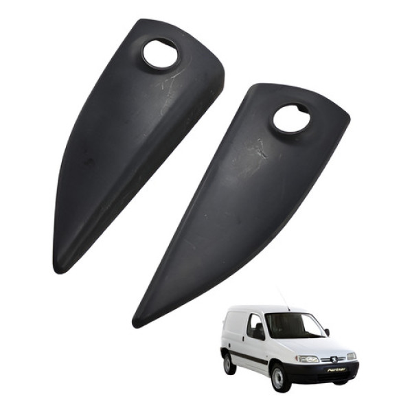 Par Moldura Retrovisor Peugeot Partner 1999 2001 Preto