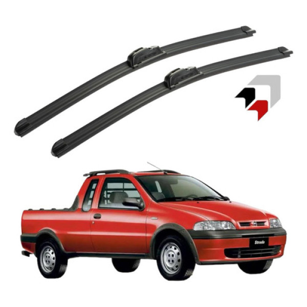 Jogo Palheta Limpador Parabrisa Fiat Strada Silicone Todas Preto