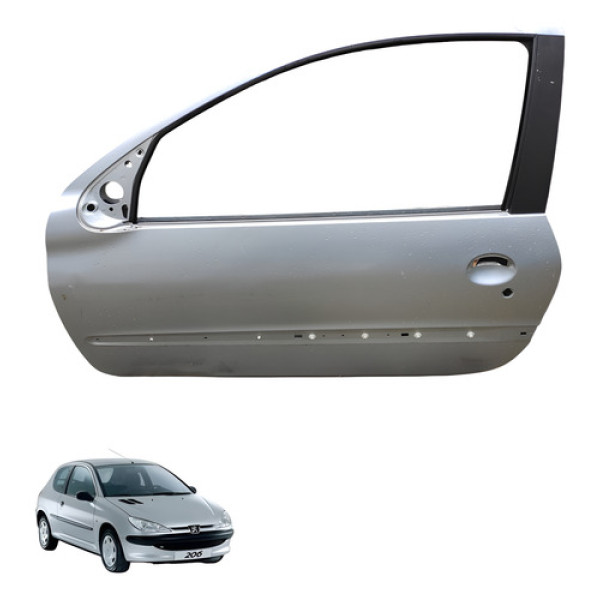 Porta Dianteira Esquerda Peugeot 206 1.0 2006 2007 Dianteira Esquerda Cinza