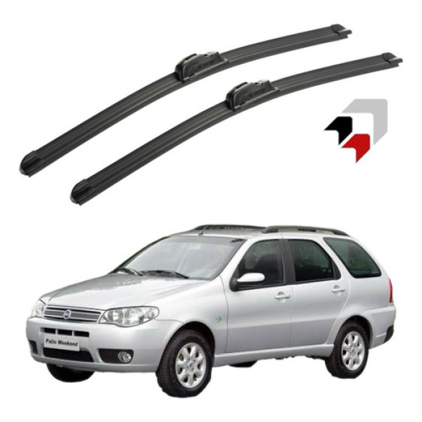 Jogo Palheta Limpador Parabrisa Silicone Fiat Palio Weekend Preto