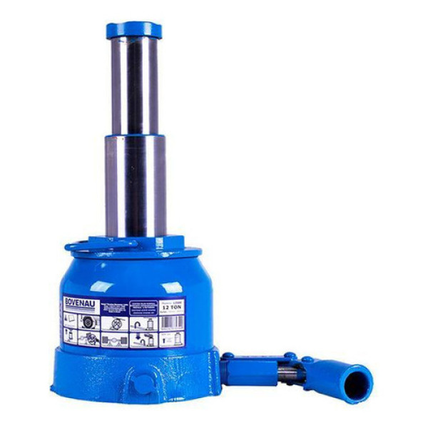 Macaco Hidraulico Tipo Garrafa Bovenau 12ton Mto12 -12500 Azul