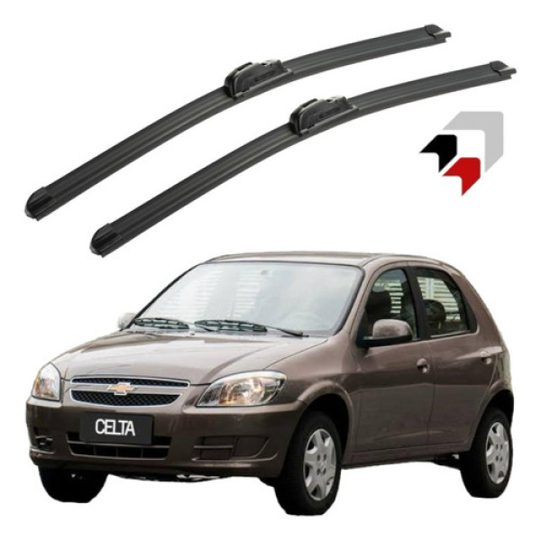 Jogo Palhetas Siliconadas Limpador Parabrisa Chevrolet Celta Preto