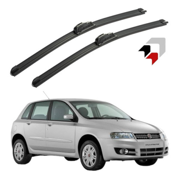 Jogo Palheta Limpador Parabrisa Silicone Fiat Stilo Todos Preto