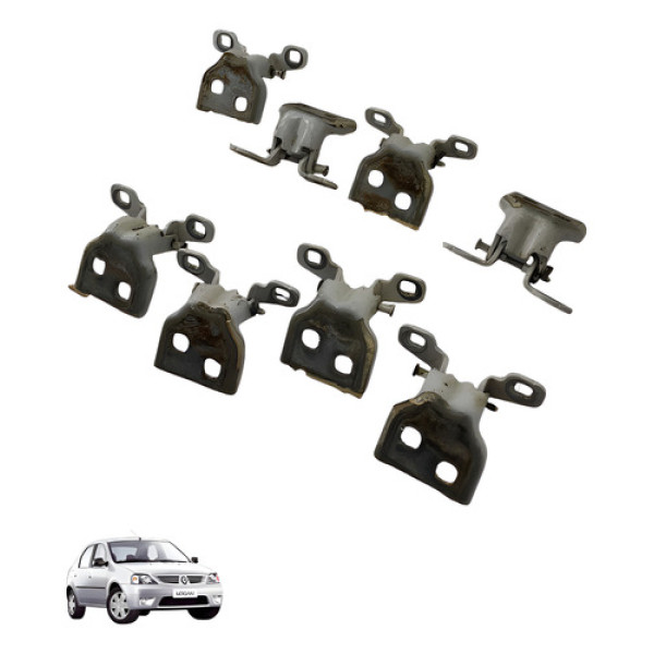 Kit Completo Dobradica Porta  Renaul Logan 2010 2011