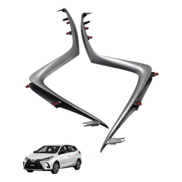 Par Moldura Friso Central Painel Console Yaris 2019