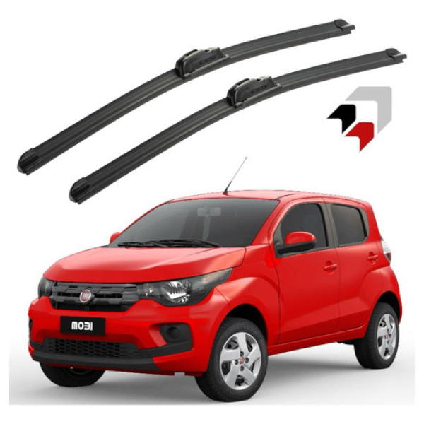 Jogo Palheta Limpador Parabrisa Silicone Fiat Mobi 2016 2019 Preto
